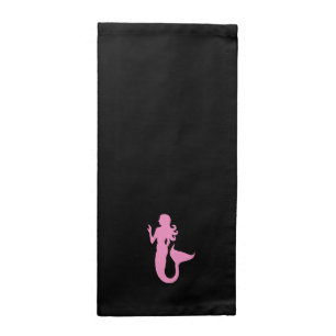Ocean Glow_Pink-on-Black Mermaid Napkin