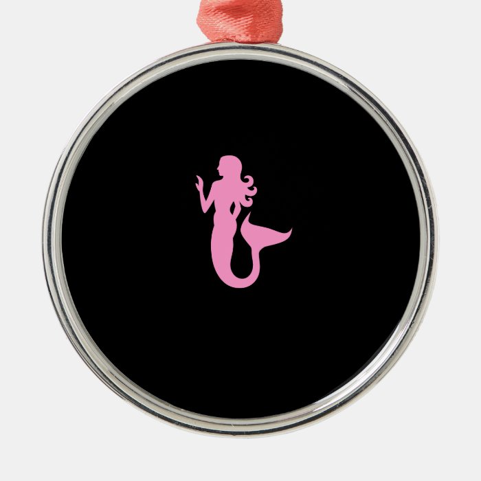 Ocean Glow_Pink_on_Black Mermaid necklace Christmas Ornament