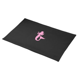 Ocean Glow_Pink-on-Black Mermaid Placemat