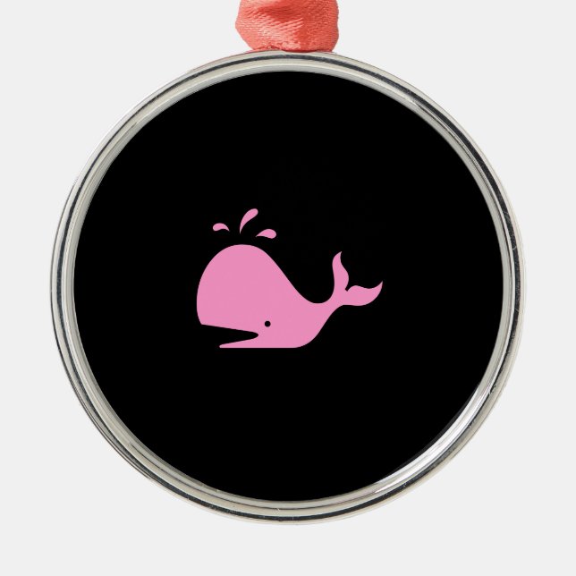 Ocean Glow_Pink-on-Black Whale necklace Metal Ornament (Front)