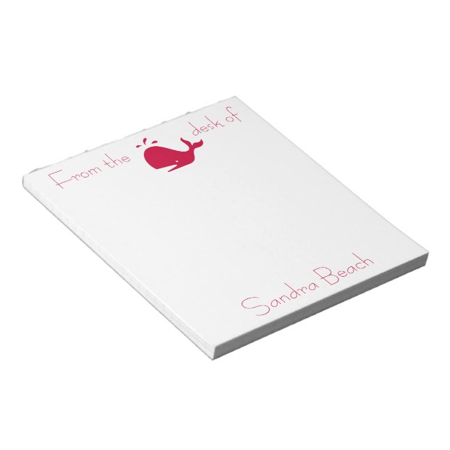 Ocean Glow_Red Whale personalized Notepad (Angled)