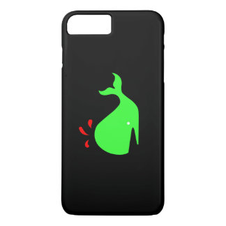 Ocean Glow_Spouty Whale_Bright Green, Red on black iPhone 8 Plus/7 Plus Case