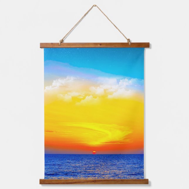 Ocean Glow: Sunset Serenity Hanging Tapestry (Front)