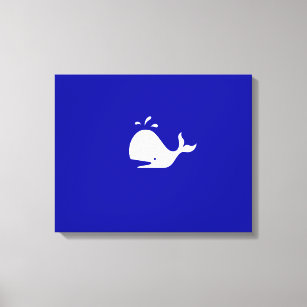 Ocean Glow_White-on-Blue Whale Canvas Print