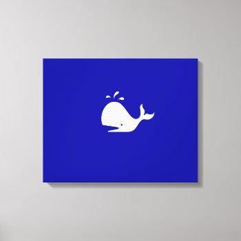 Ocean Glow_white-on-blue Whale Canvas Print by FUNauticals at Zazzle