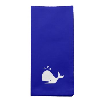 Ocean Glow_white-on-blue Whale Cloth Napkin by FUNauticals at Zazzle