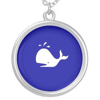 Ocean Glow_white-on-blue Whale Necklace by FUNauticals at Zazzle