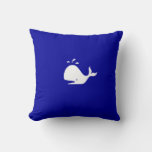 Ocean Glow_white-on-blue Whale Throw Pillow at Zazzle