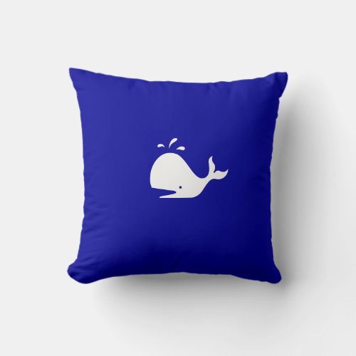 Ocean Glow_White_on_Blue Whale Throw Pillow