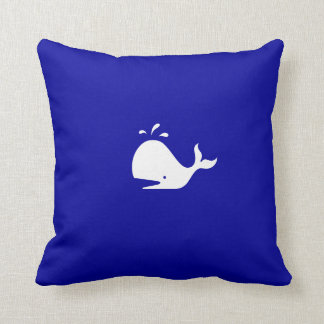 Ocean Glow_White-on-Blue Whale Throw Pillow