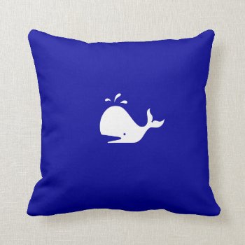 Ocean Glow_white-on-blue Whale Throw Pillow by FUNauticals at Zazzle