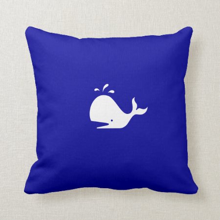 Ocean Glow_white-on-blue Whale Throw Pillow