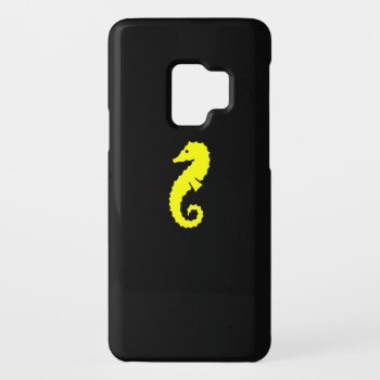 Ocean Glow_yellow-on-black Seahorse Case-mate Samsung Galaxy S9 Case by FUNauticals at Zazzle