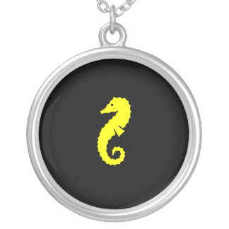 Ocean Glow_Yellow-on-Black Seahorse charm pendant