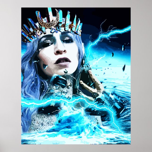 Ocean Goddess Fantasy Abstract Art Poster (Front)
