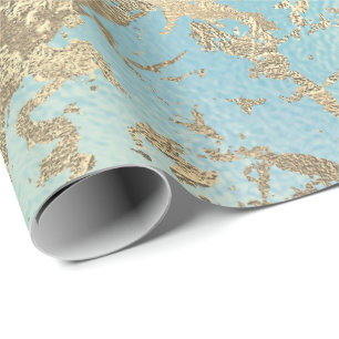 Ocean Gold Marble Pastel Unicorn Urban Abstract Wrapping Paper