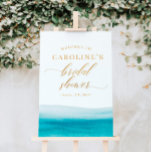 Ocean Gold Script Beach Bridal Shower Welcome Sign<br><div class="desc">Ocean Gold Script Beach Bridal Shower Welcome Sign Foam Board</div>