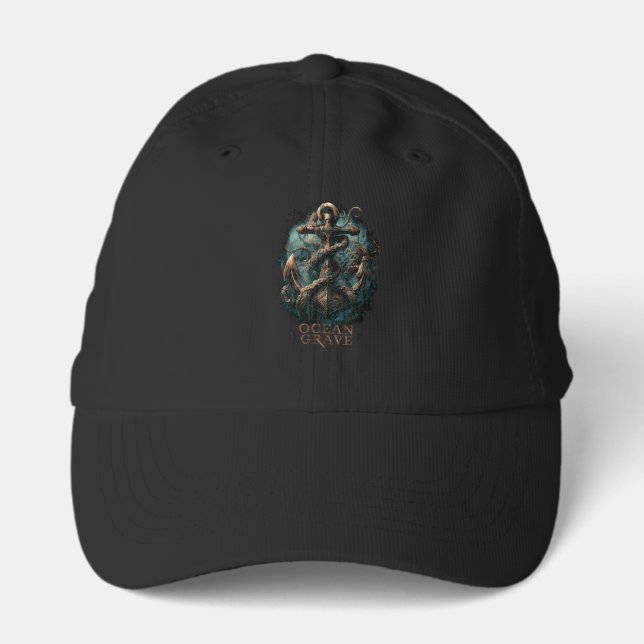 Ocean Grave Kraken Anchor Dark Fantasy Performance Cap (Front)