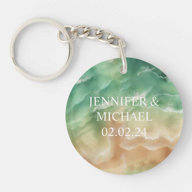 Ocean Green Beach Sand Summer Season Keychain