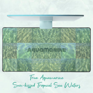 Ocean Green Blue Aquamarine Boho Chic Patchwork Desk Mat