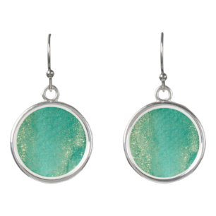 Ocean green golden marble earrings