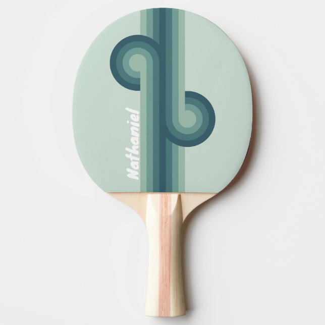 Ocean Green Nostalgic Loop with Name Ping Pong Paddle (Front)