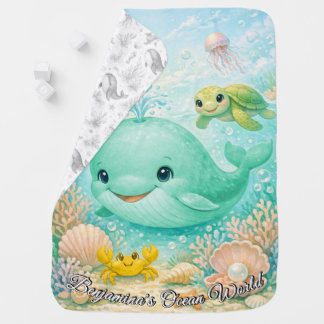 Ocean Green Whale Dolphin Sea Animals Neutral Baby Blanket