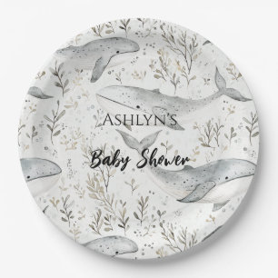 Ocean Grey Whales Baby Shower Paper Plates