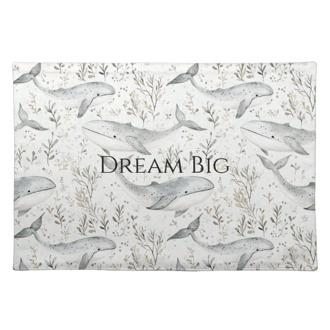 Ocean Grey Whales Cloth Placemat (Front)
