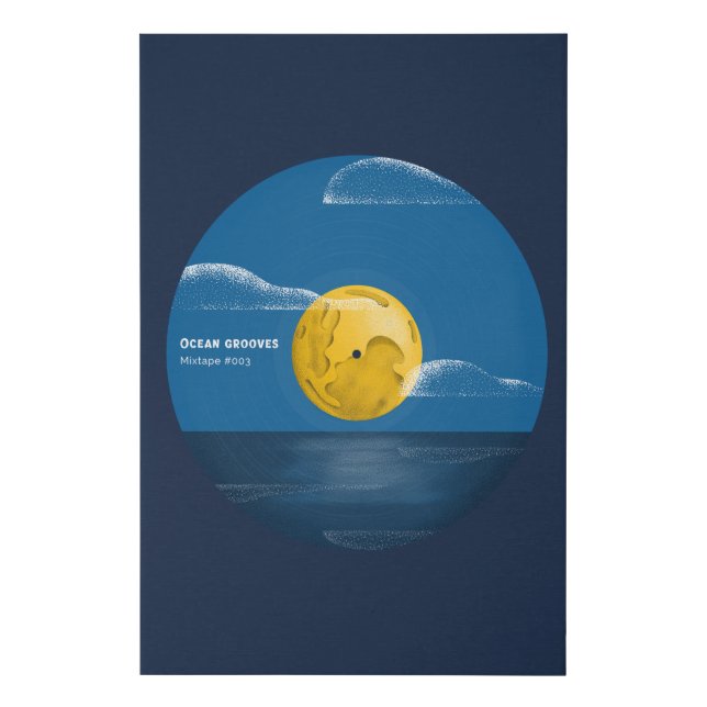Ocean Grooves Vinyl Ocean Night Art Faux Canvas Print (Front)