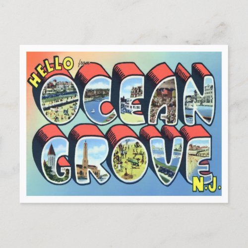 Ocean Grove New Jersey Big Letters Postcard