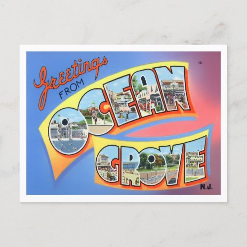 Ocean Grove New Jersey Big Letters Postcard