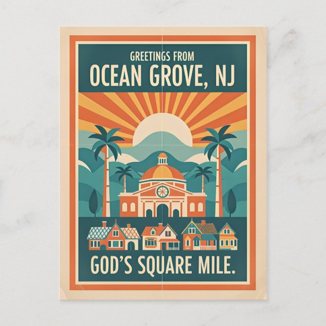 Ocean Grove, New Jersey Retro Greetings Postcard (Front)