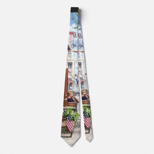 Ocean Grove NJ – Orange Umbrella Neck Tie