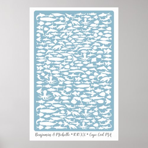 Ocean Guest Book Poster _ 250 Spaces