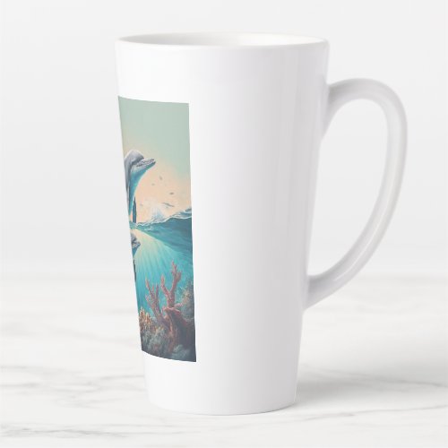  Ocean Harmony Dolphin Family T_Shirt Collection Latte Mug