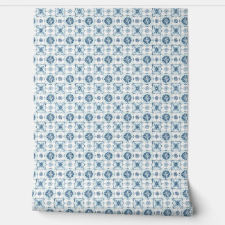 Ocean Harmony Tiles Mini Soft Teal, White Coastal Wallpaper