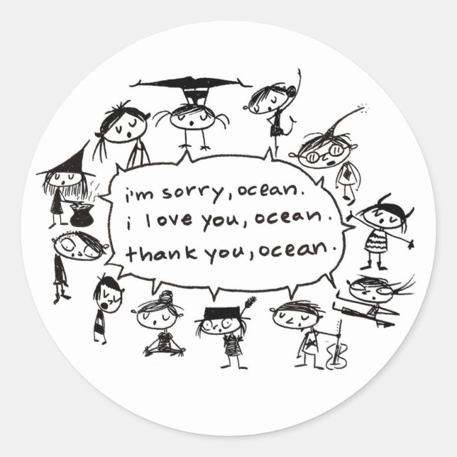 ocean healing blessing classic round sticker (Front)