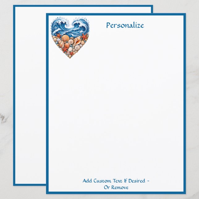 Ocean Heart Waves Seashells – Coastal Personalize (Front/Back)