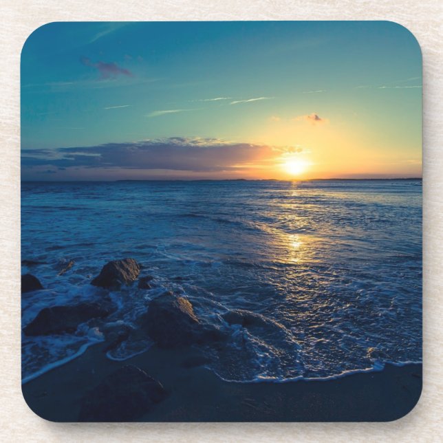 Ocean Horizon Sunset Beverage Coaster (Front)