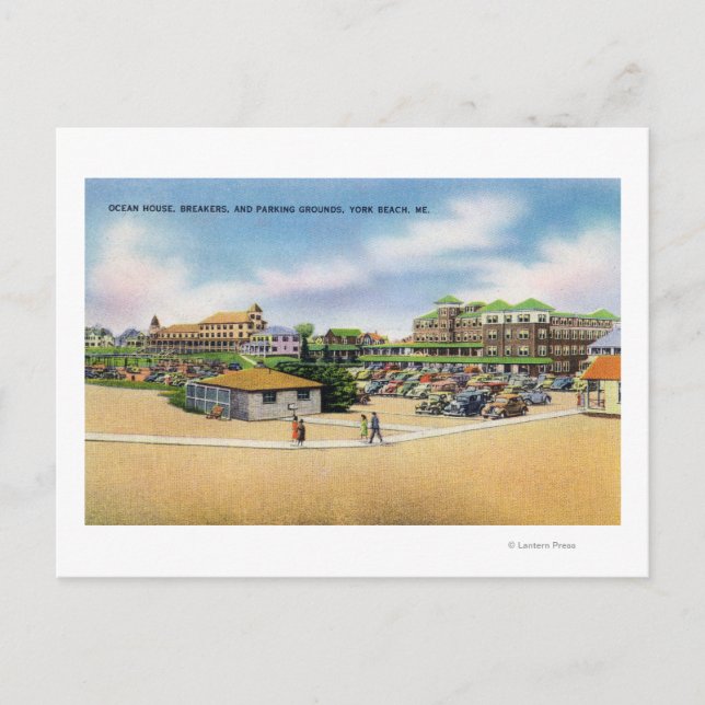 Ocean House, Breakers, and Parking Grounds Postcard (Front)