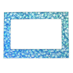 Ocean Ice Blue Stars Star Flare Firework Art Magnetic Picture Frame