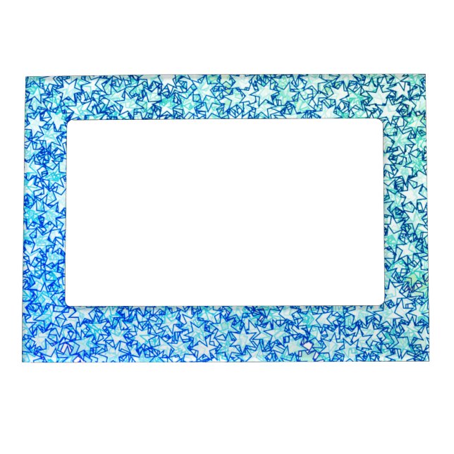 Ocean Ice Blue Stars Star Flare Firework Art Magnetic Picture Frame (Front)