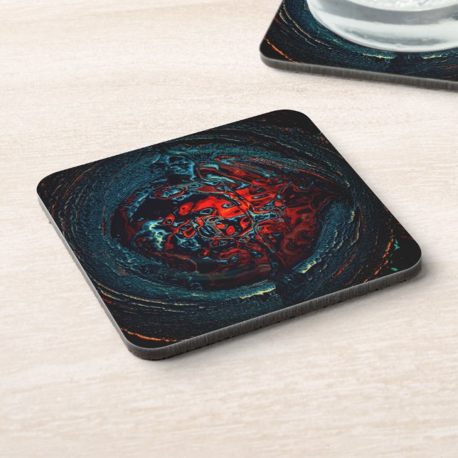 Ocean Inferno Red Glow Beverage Coaster (Left Side)