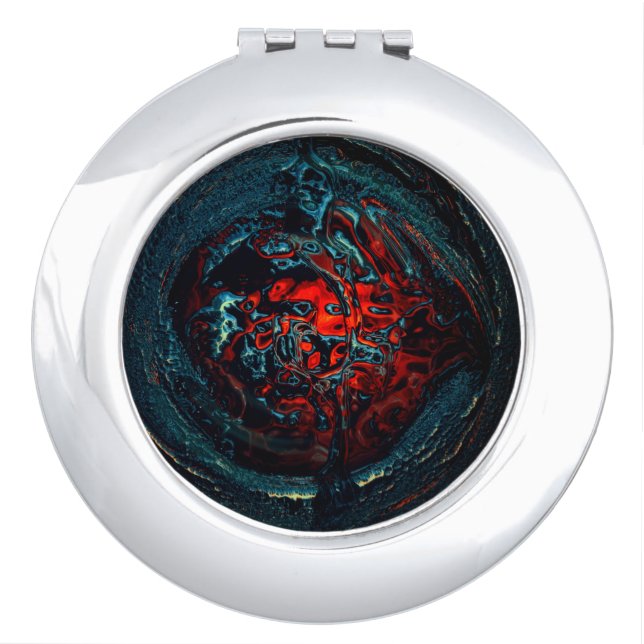 Ocean Inferno Red Glow Compact Mirror (Front)
