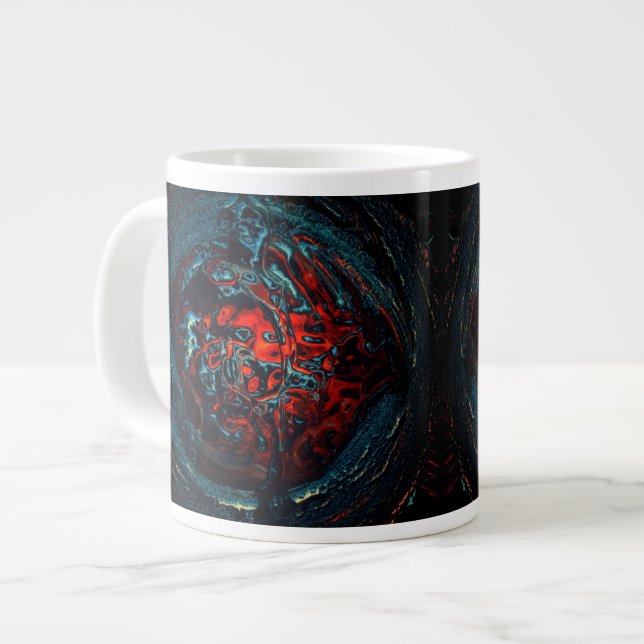 Ocean Inferno Red Glow Giant Coffee Mug (Front Left)