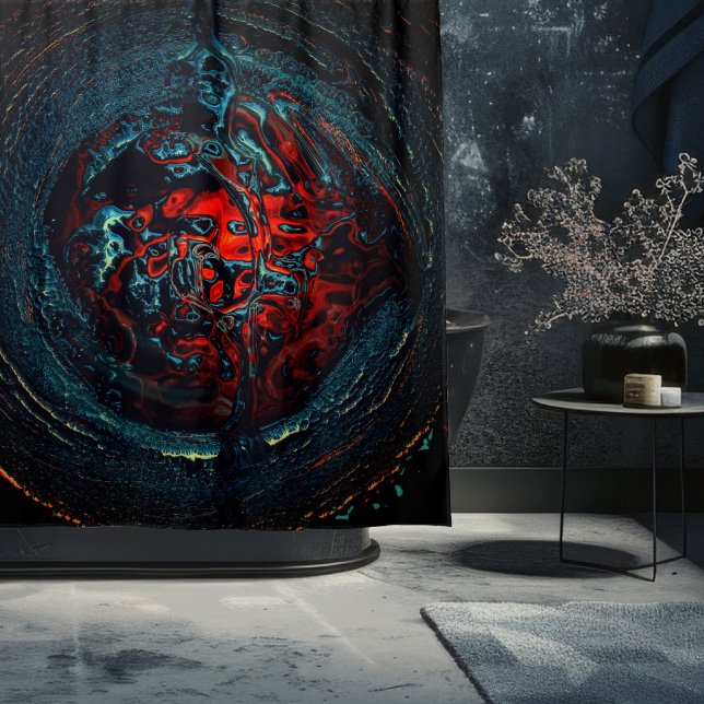Ocean Inferno Red Glow Shower Curtain (Creator Uploaded)