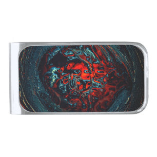 Ocean Inferno Red Glow Silver Finish Money Clip