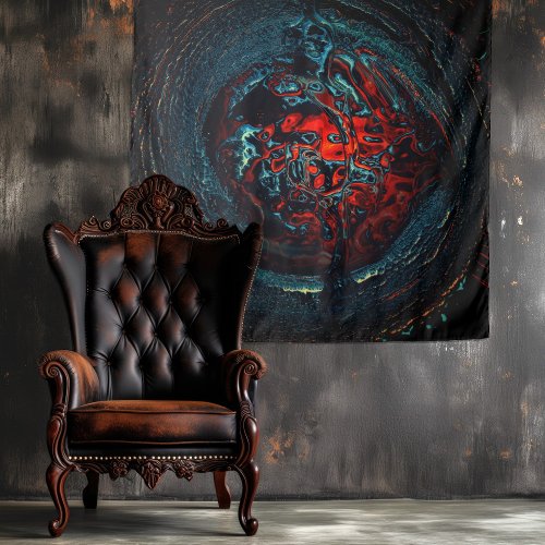 Ocean Inferno Red Glow Tapestry