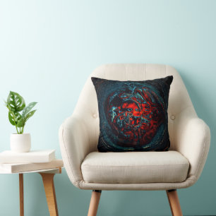 Ocean Inferno Red Glow Throw Pillow